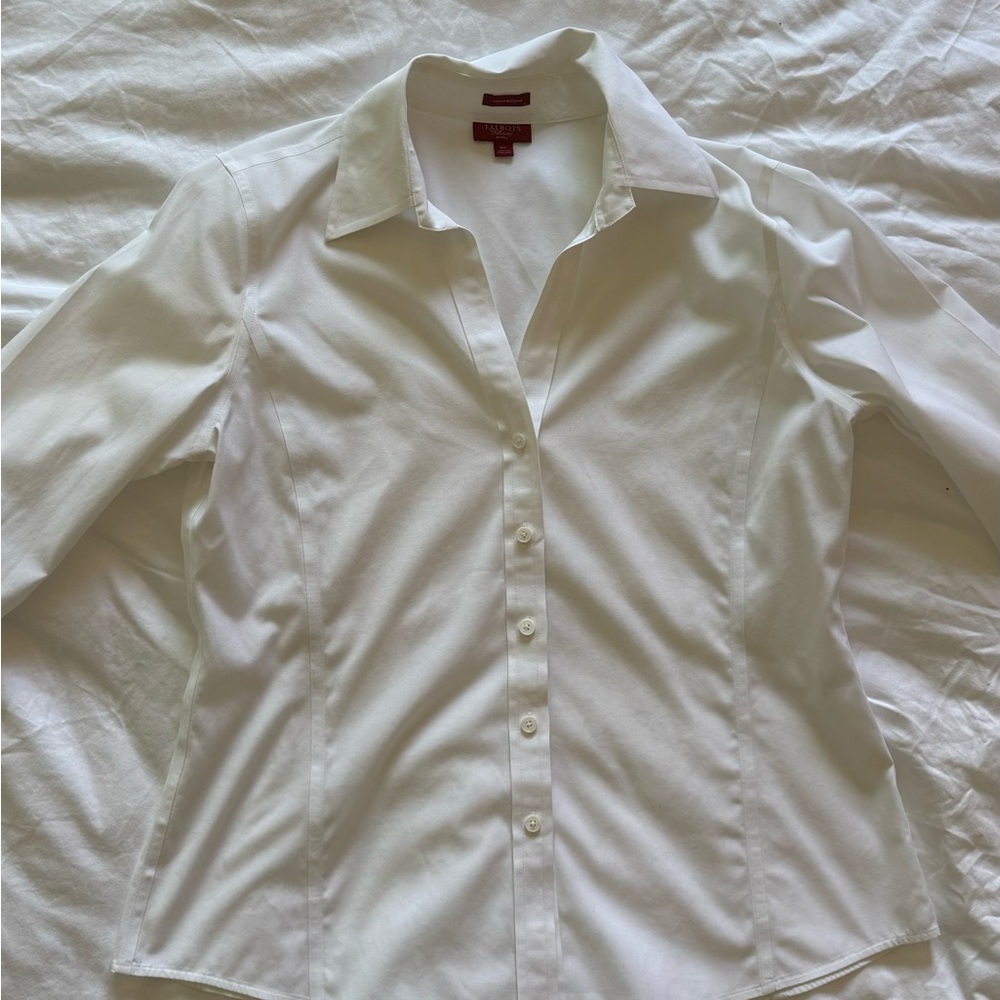 Talbots white fitted button down
